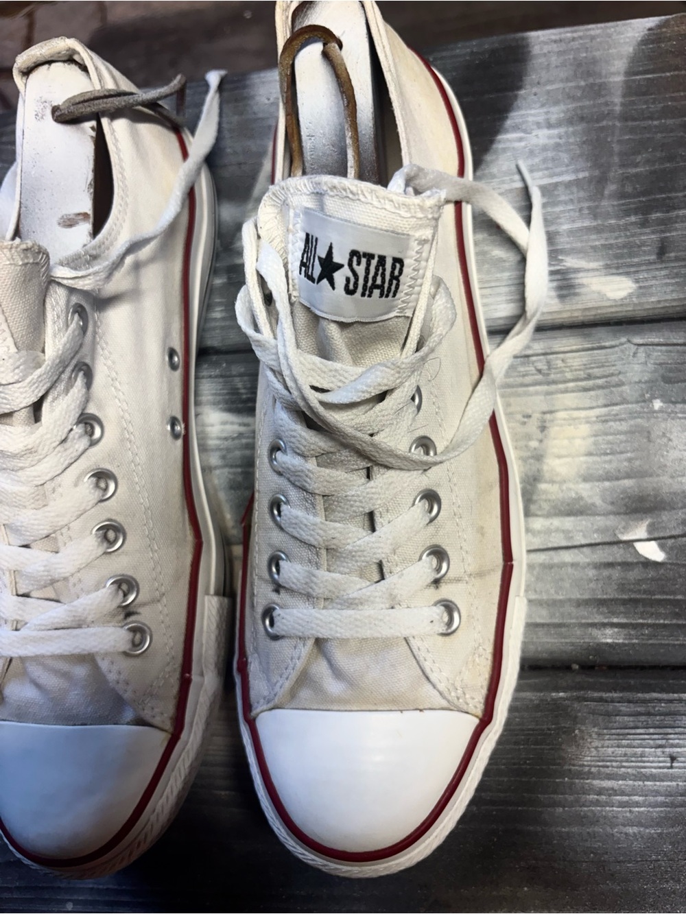 Converse All Star Chuck Taylor Canvas High Top Sneakers - White/Red size 10 - Picture 3 of 9
